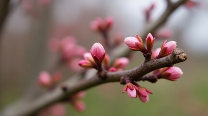 Wall Mural - apple tree buds on branches