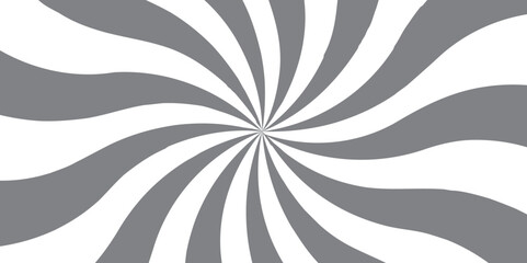 Poster - Abstract Swirling Optical Illusion. Monochrome Hypnotic Spiral Design. background with rays retro starburst. Spiral radial striped backdrop design. Sunburst background radial lines design