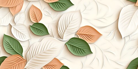 Seamless abstract decorative 3d leaves pattern background, Elegant 3D Leaf Pattern for Decorative Use