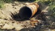 © Nathan - Close-up of a rusty, abandoned pipe in a grassy area, highlighting environmental neglect.