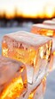 © Ai DreamscapesTH - Illuminated Ice Cubes at Sunset Winter Landscape Photography