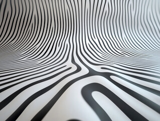 Abstract black and white lines create wavy patterns