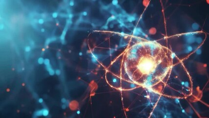 Wall Mural - futuristic atom with colourful elements, great for science papers and physics educational materials.