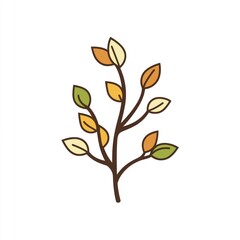 Wall Mural - Colorful Autumn Branch With Small Leaves