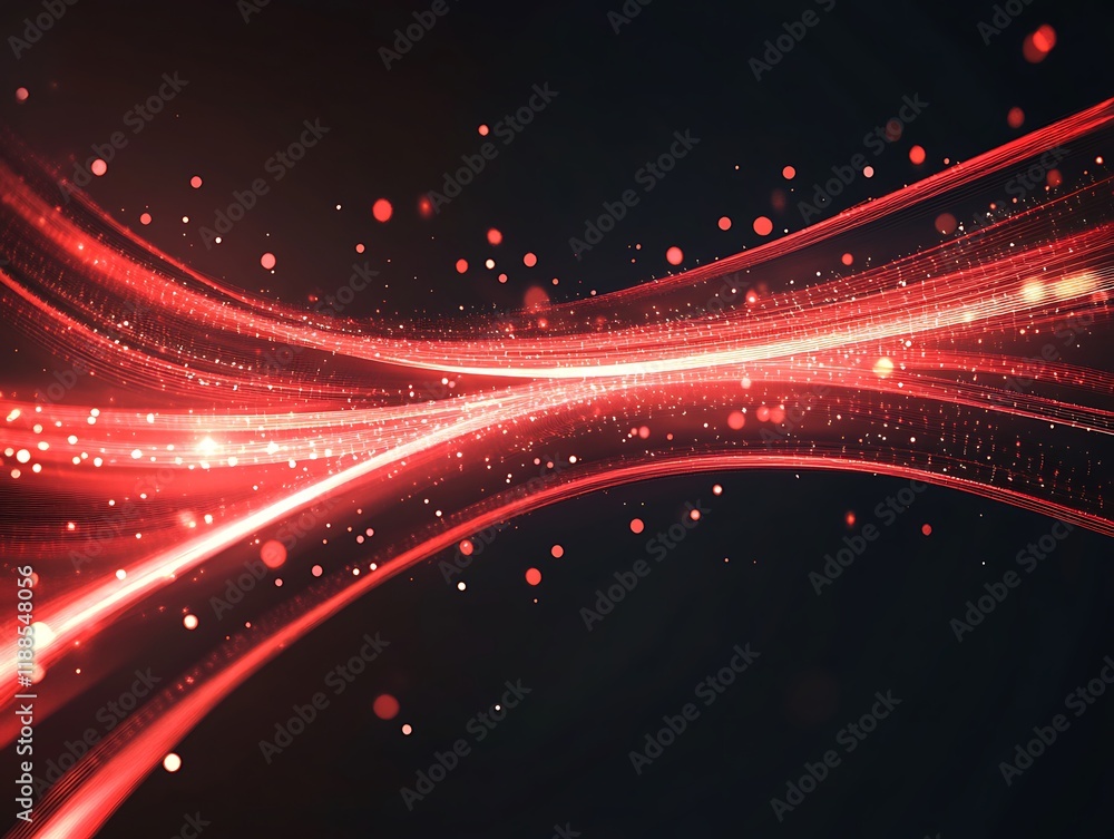 Abstract red glowing lines on dark background. Possible use background ...