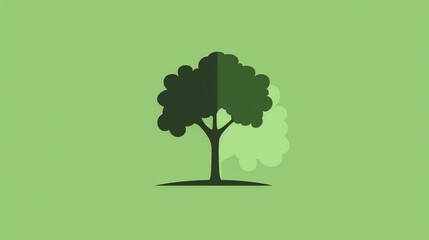 A simple green tree icon on a green background.