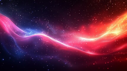 Wall Mural - Abstract red blue wave flows in space. Cosmic energy flow, vibrant colors. Futuristic galaxy background. Data stream