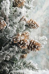 Sticker - Frosted Evergreen Christmas Tree with Cones