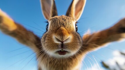 Wall Mural - A close up of a rabbit sticking its tongue out