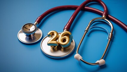 A close-up shot of a silver stethoscope on a white background, a vital medical tool used by doctors for heart and lung examinations