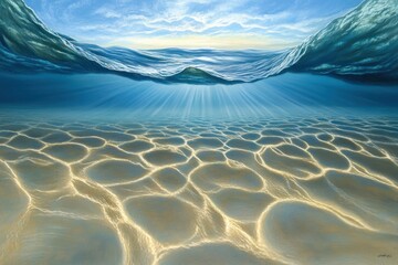 Poster - Underwater Ocean Scene Sunlit Sandy Seabed