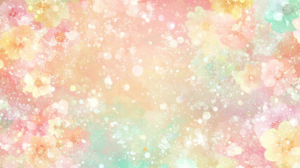 Abstract blurred background of colorful rainbow shiny floral bouquet flowers, spring soft colors romantic botanical gradient aesthetic flow bloom dreamy vintage texture pattern painting illustration