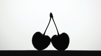 Wall Mural - Silhouette of Two Cherries: A Study in Black and White