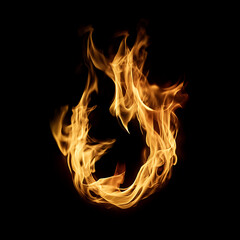 Wall Mural - Flames forming a circle on a black background, high-definition design material with stunning details, perfect composition and realistic master photography techniques.