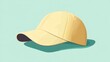© tebu - A clean vector illustration of a baseball cap, perfectly centered on a pastel mint green background. The cap is a solid pastel yellow with no patterns or additional elements. The curved visor and crow