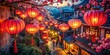 © Wanlop - Aerial View: Red Lanterns, Blossoms, and Soft Glow Illuminate Intimate Setting