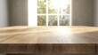 © Going Place - High-quality 3D representation of a wooden table top in a neutral setting, focusing on its texture and smooth surface, empty space for design