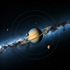 Wall Mural - plant system in the space. Solar system. outer space photography with plant in dark blue space.