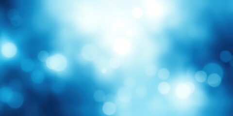 Abstract Blue Background with Soft, Bright Bokeh Lights