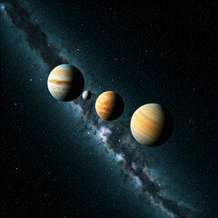 Wall Mural - plant system in the space. Solar system. outer space photography with plant in dark blue space.
