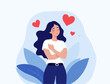 © SachiDesigns - happy woman hugging positive lady self love care illustration love yourself body confidence concept