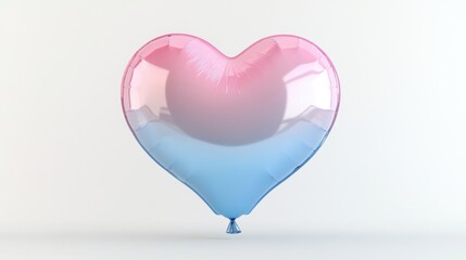 Wall Mural - Heart-shaped balloon with pink and blue gradient on a white background