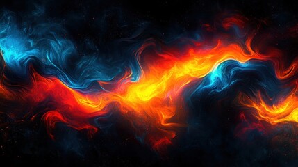 Wall Mural - Vibrant Abstract Colorful Waves on Black Background for Creative Projects