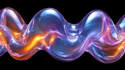 Wall Mural - Wavy iridescent glass curve.