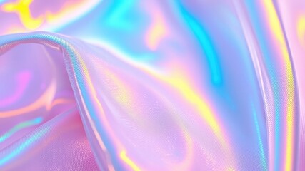 Wall Mural - Dreamy Pastel Iridescent Fabric Texture Soft, Shimmering Drape with Subtle Light Reflections