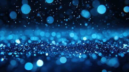 Wall Mural - Glimmering blue glitter background with bokeh effect