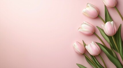 Wall Mural - Elegant pink tulips on a soft pastel background