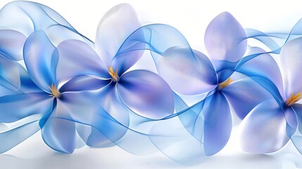 Fototapete - Serene Blue Floral Design Abstract Soft Light Flowing Petals