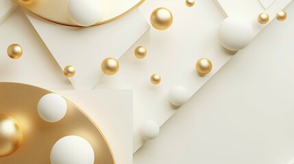 Wall Mural - abstract gold and white 3d sphere wallpaper