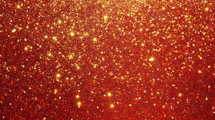 Wall Mural - Sparkling golden glitter and lights on a blurred red background. Festive backdrop with copy space for Christmas, Chinese New Year, party, award. Magic holiday concept for design banner, greeting card