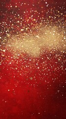 Wall Mural - Sparkling golden glitter and lights on a blurred red background. Festive backdrop with copy space for Christmas, Chinese New Year, party, award. Magic holiday concept for design banner, greeting card