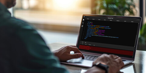 Software development programming on computer screen for brisk application and program coding