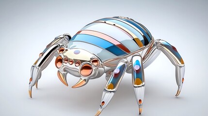 Wall Mural - Chrome Robot Spider  Metallic Arachnid  Futuristic Insect