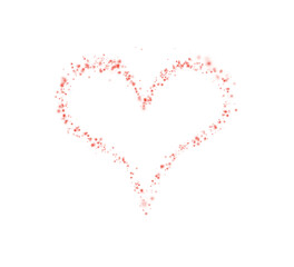 Wall Mural - red star trail in the shape of a heart. shimmering dust flying and leaving behind a heart-shaped tra