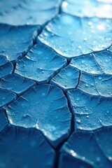 Poster - Cracked ice surface, sharp geometric facets, blue hues, pattern, glimmer