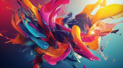 Poster - Abstract Colorful Paint Explosion: A Vivid Symphony of Hues