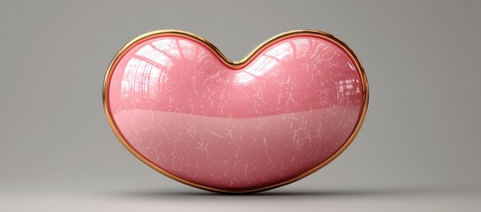 Wall Mural - Pink heart, gold trim, studio shot, romantic, Valentine's