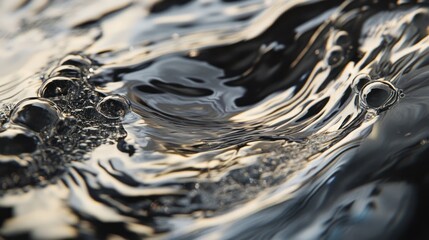 Sticker - Abstract Water Surface: Close-Up of Rippling Water with Bubbles