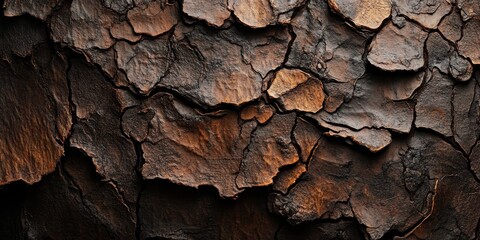 Aufkleber - Old brown tree bark provides a unique background featuring a natural material texture. The old brown tree bark creates an organic and earthy atmosphere with its intricate details and colors.