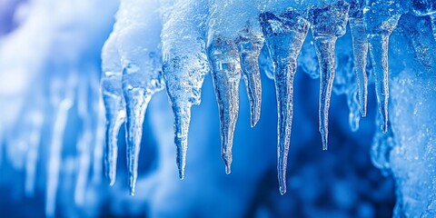 Aufkleber - Close up view of icicles during the cold winter season, showcasing the intricate details of icicles formed in freezing temperatures and the beauty of winter icicles in nature.