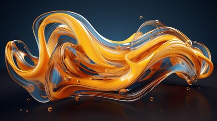 Wall Mural - Abstract 3D liquid forms merging with dynamic motion.