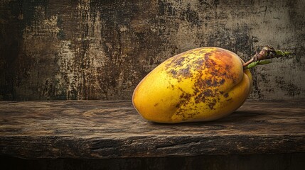 Canvas Print - Decaying Peach Still Life on Rustic Wood