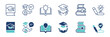 © elmantastic - education knowledge cognition icon set intelligence learning achievement book innovation idea with graduation hat signs vector illustration for web and app