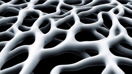 Abstract Network: Intricate White Structure on Black Background