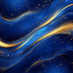 Canvas Print - An elegant and sophisticated abstract background showcasing flowing blue and gold textures, making it perfect for a variety of presentations, designs, and projects with a luxury theme