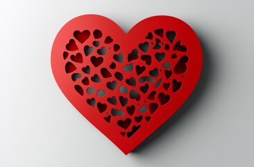  A heart-shaped paper cut-out with multiple layers of red and pink hearts